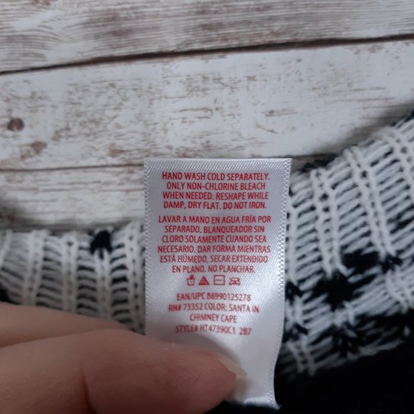 Womens Hooded Christmas Poncho L Santa Sequins Black 992 - Picture 6 of 6